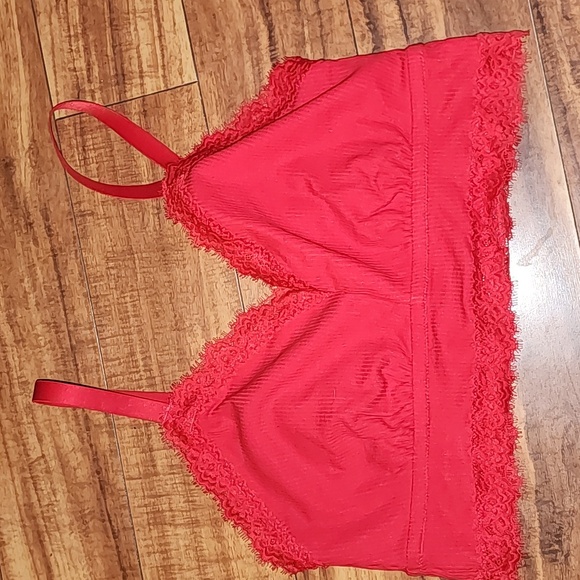 Aerie Vibrant Red Lace Trim Bralette - Picture 1 of 4